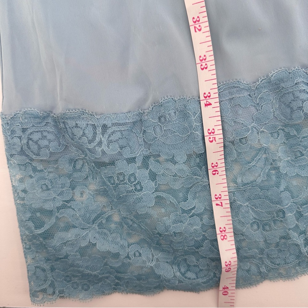 Vintage Full Slip Dress Blue Womens Size 34 Lace Nylon Boudoir Flirty Sexy - Picture 14 of 14